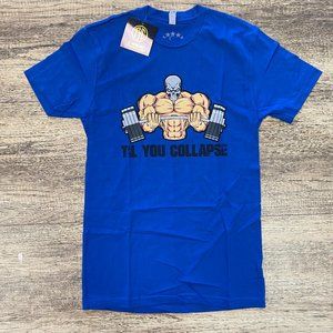 Throwback Til You Collapse Lifting T-shirt- Blue